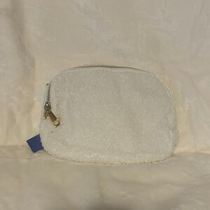 Chic White Textured Cosmetic Bag